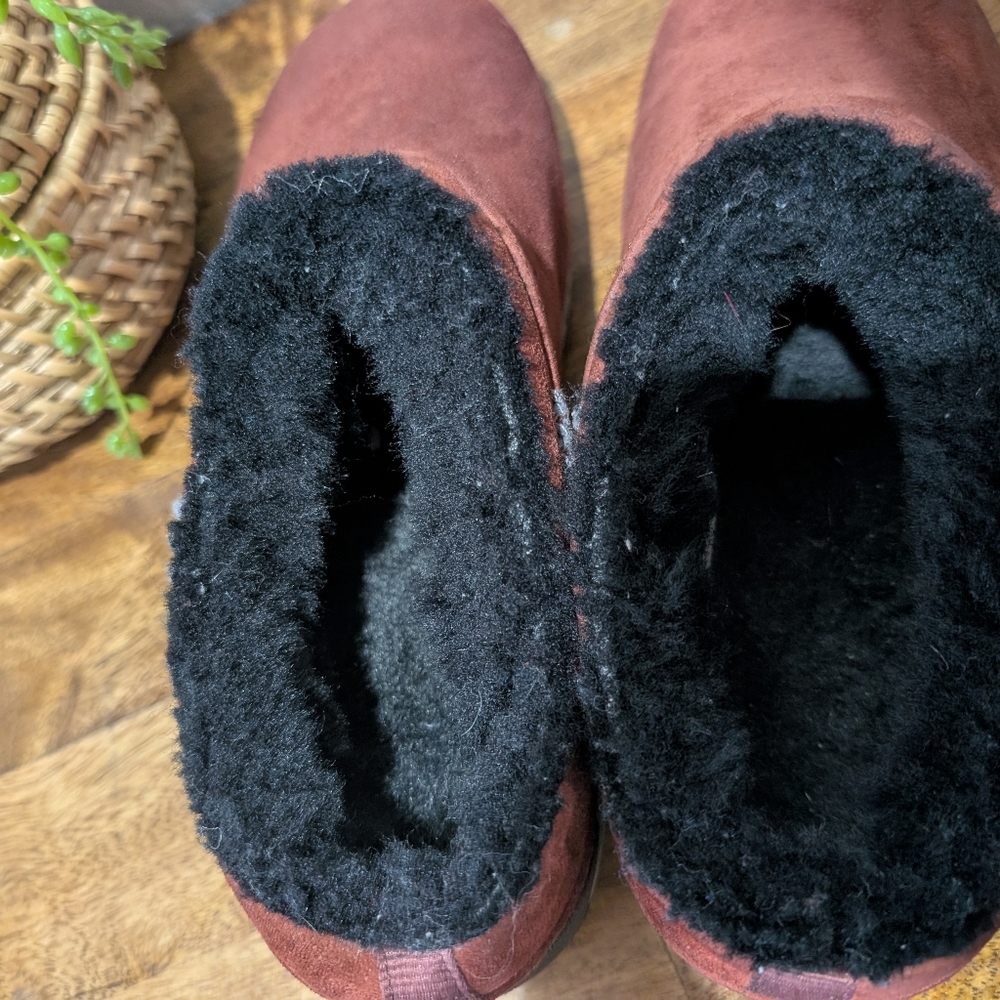 Brown Suede Slip-On Clogs with Black Lining - Picture 7 of 8
